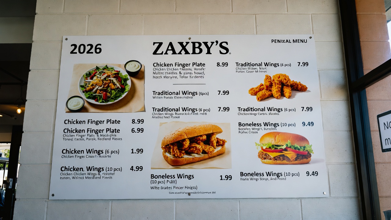 Zaxby’s menu with prices 2026 USA – fresh chicken Fingerz and wings platter