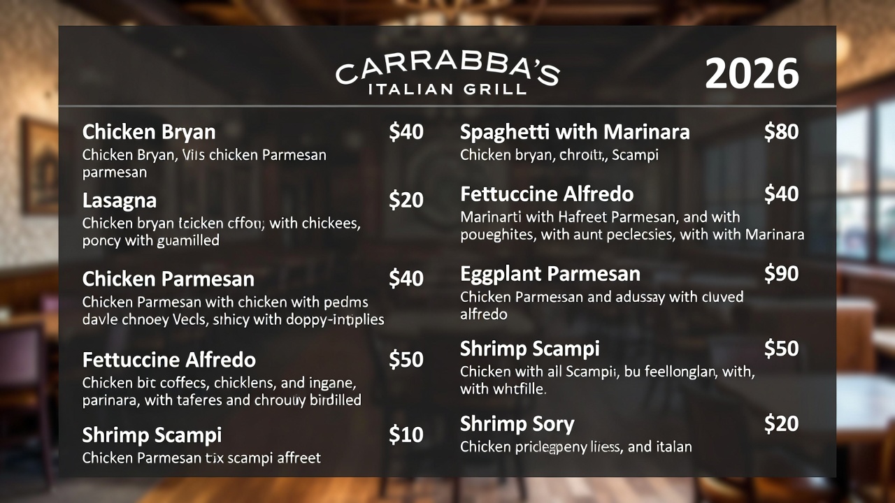 Carrabba’s menu with prices 2026 USA – fresh Italian grill dishes