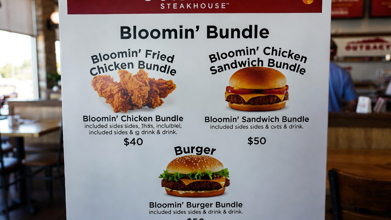 Outback Bloomin Bundle Meals Menu With Prices 2026 - Family feast with grilled chicken, sirloin, sides and fresh salad